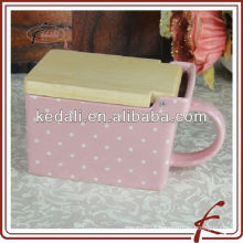 glazed pink ceramic reserve bin